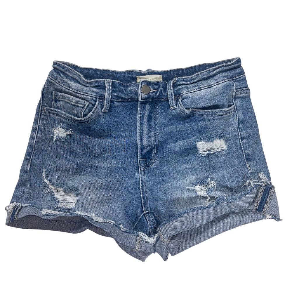 Distressed Denim Shorts Womens Medium Blue High Rise Frayed Festival Altar'd St